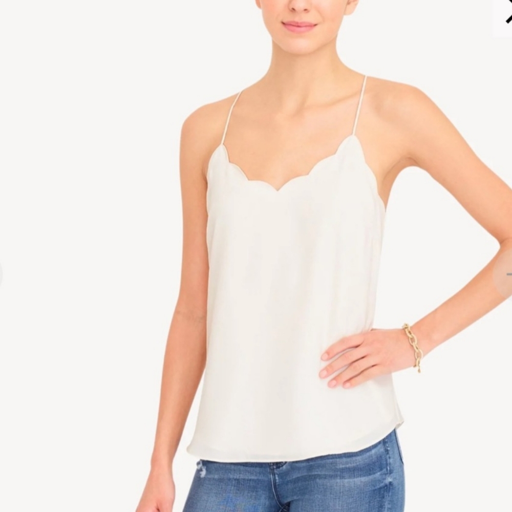 J. Crew Scalloped Spaghetti Top Size 8 - Picture 1 of 10
